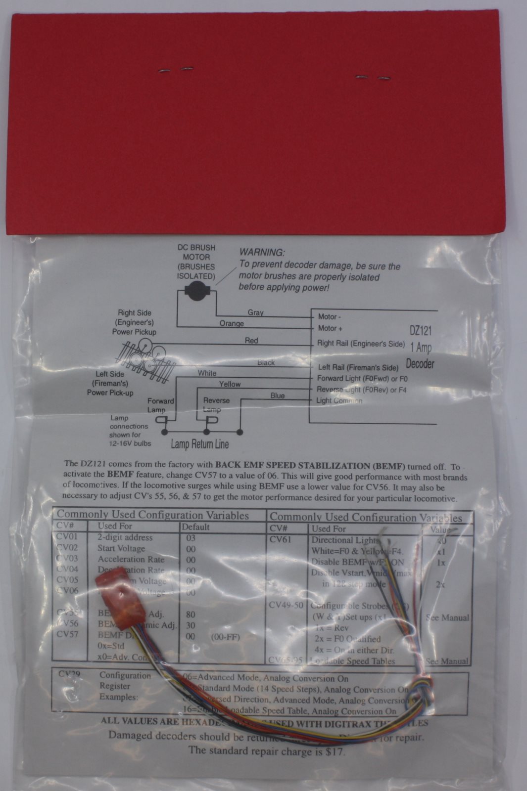 Digitrax DZ121 1.0-Amp Digital Command Control Mobile Decoder