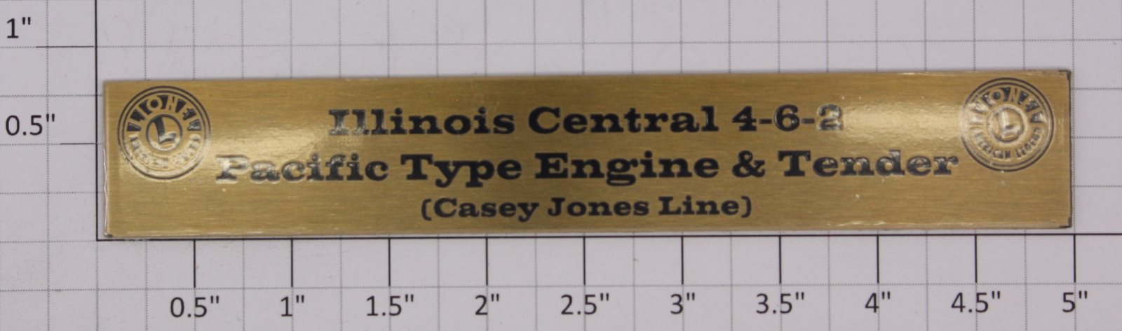 Lionel 18669-12 JCP Illinois Central 4-6-2 Brass Plated Plaque #2099