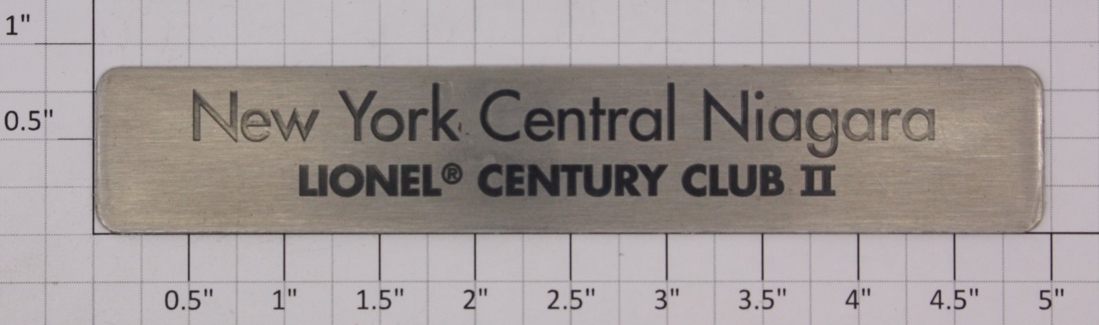Lionel 14135-10 Century Club Niagara Brushed Nickel Nameplate Plaque