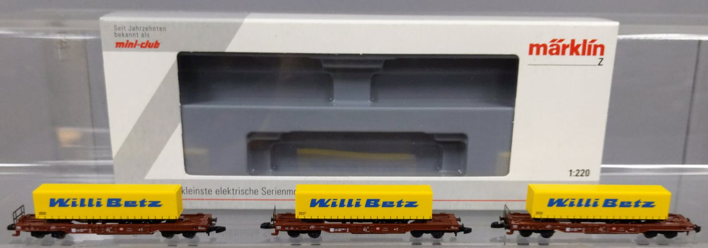 Marklin 82289 Z DB Schenker Rail Type Sdgkms 707 Deep Well Flat Set (Set of 3)