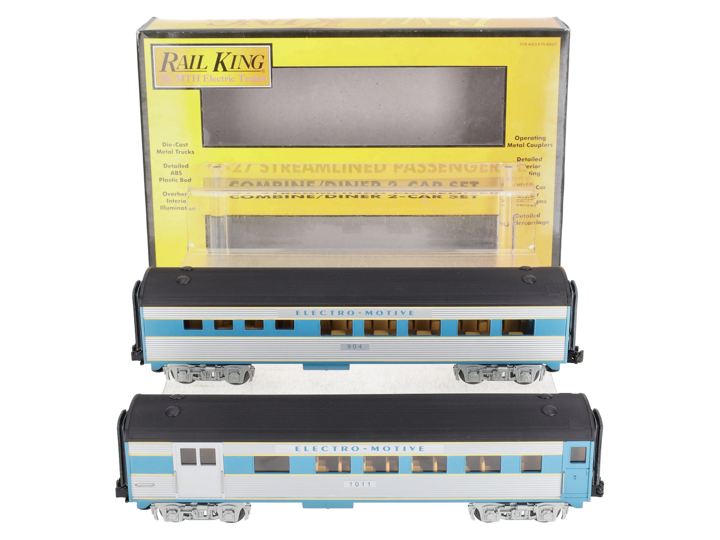 MTH 30-6128 O EMD O-27 Streamlined Combo/Diner Set (Set of 2) NIB