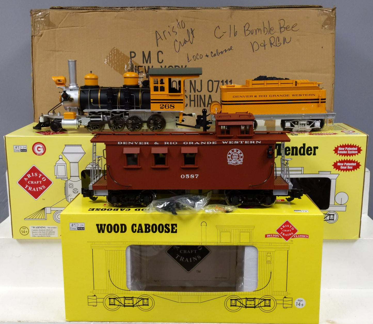 Aristo-Craft 80102C D&RGW C-16 Steam Loco. w/ Caboose