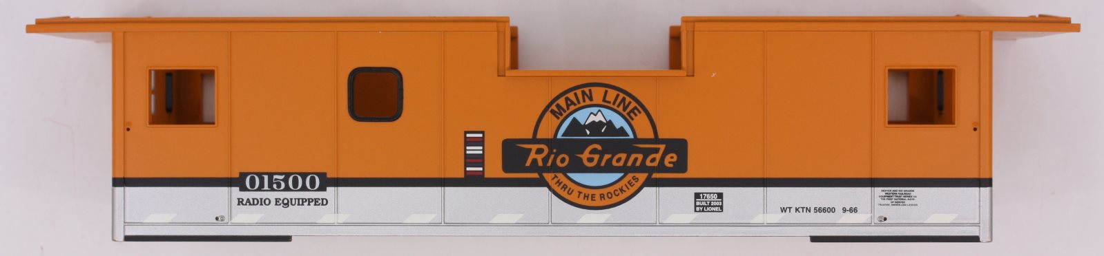 Lionel 17650-7 D&RGW E-V Caboose Shell #01500