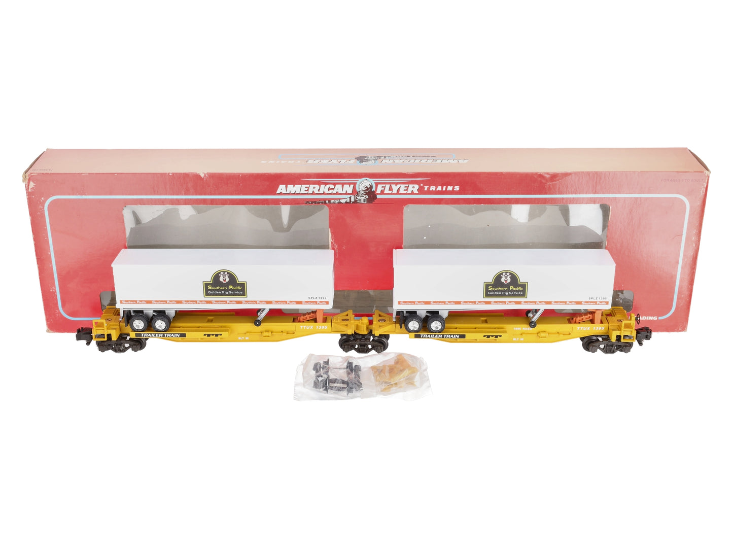 American Flyer 6-48493 S Scale Southern Pacific T.T.U.X Flatcar With Trailers NIB