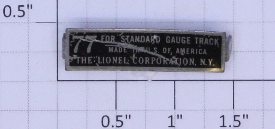 Lionel 77-1 #77 Nickel Crossing Gate Nameplate