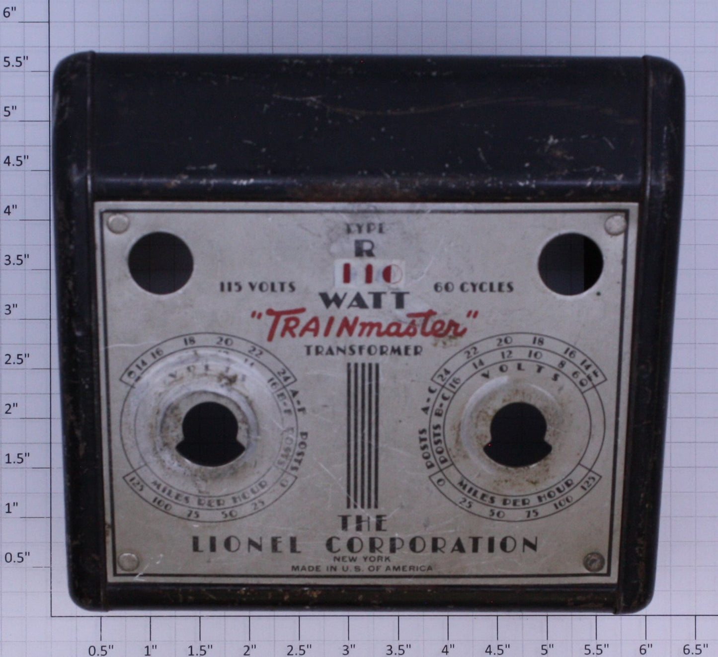 Lionel S-50R110 Type "R" 110 Watt Transformer Case Top Modified with Nameplate