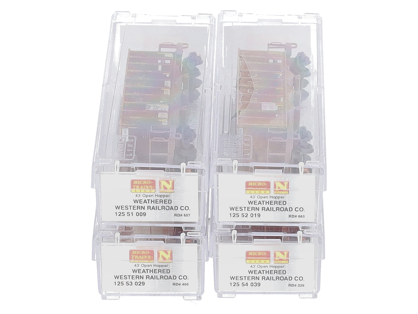 Micro-Trains 99305300 N WRRC Weathered Ortner 43' Open Hopper Runner 4-Pack