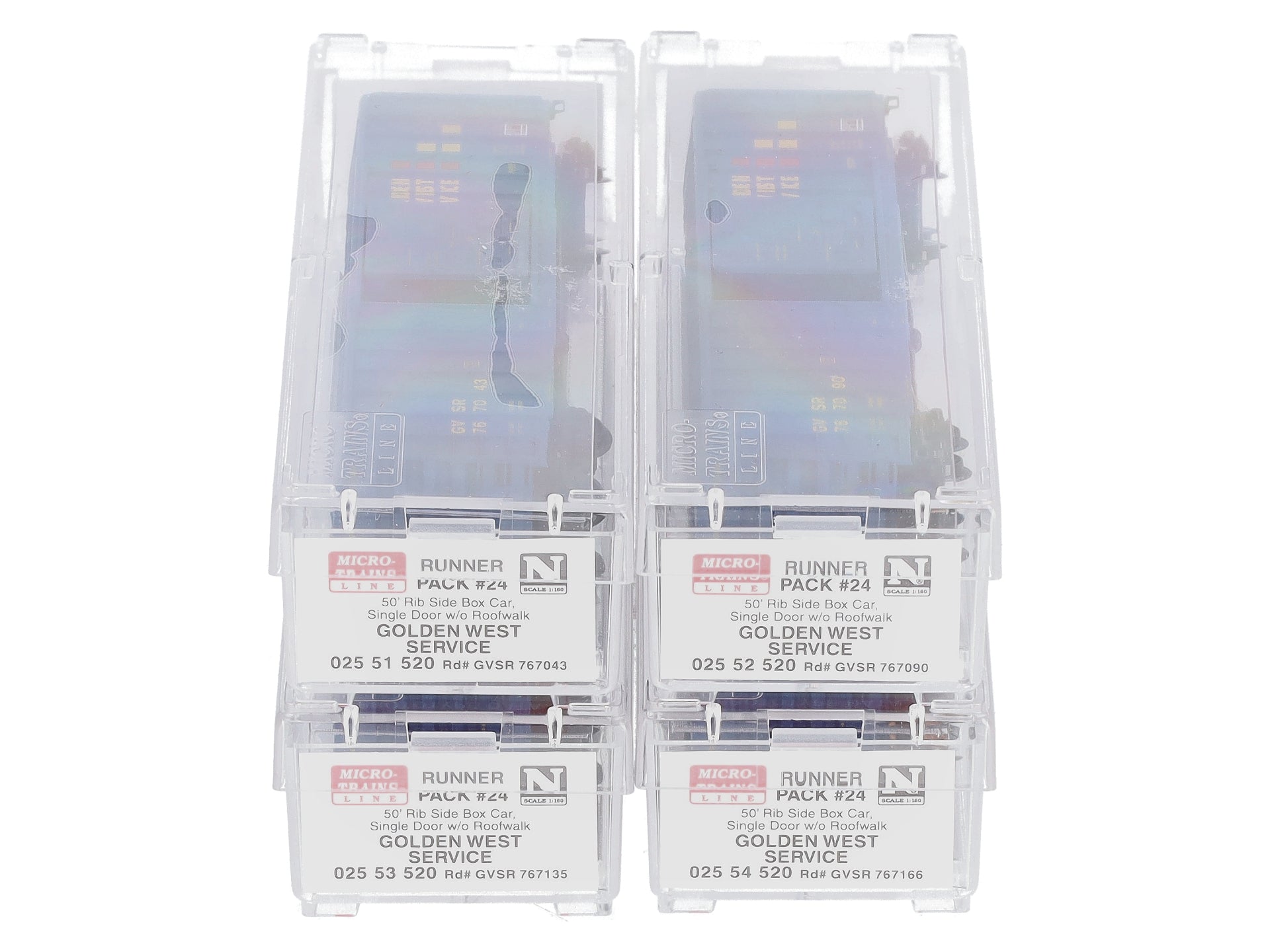 Micro-Trains 99300024 N GWS 50' Rib Side Single Door Boxcar Runner (Set of 4)