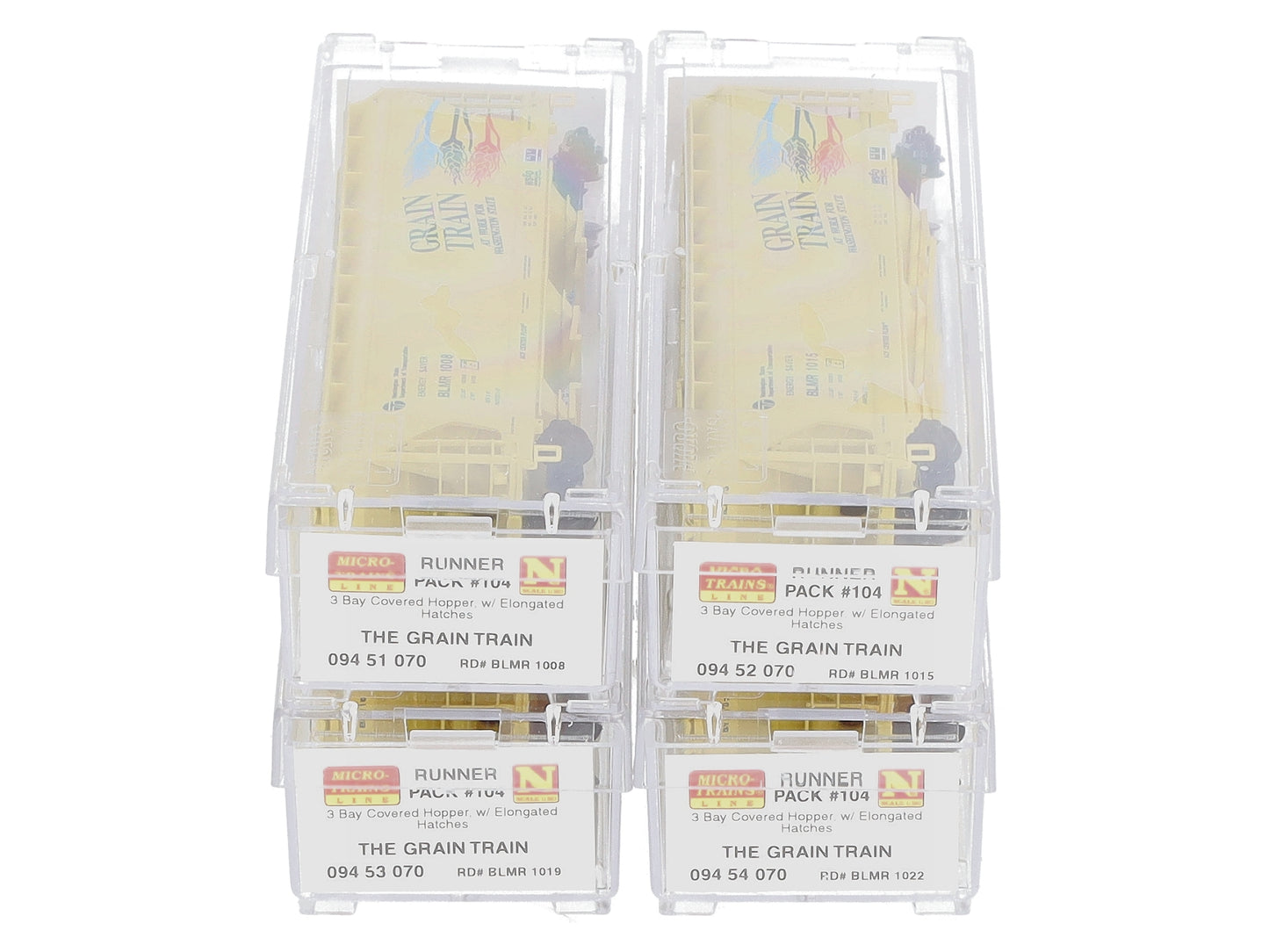 Micro-Trains 99300104 N Grain Train 3-Bay Covered Hopper Runner Pack (Set of 4) LN/Box