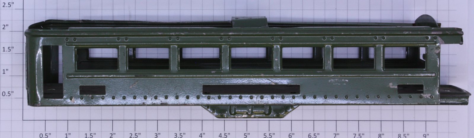 Lionel 6441-1 O Gauge Green Tinplate Observation Car Shell w/Underbelly-Damaged