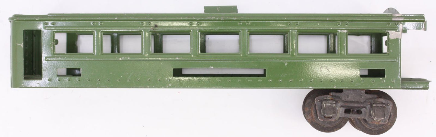 Lionel 6441-1 O Gauge Green Tinplate Observation Car Shell w/ Rear Truck-Damaged