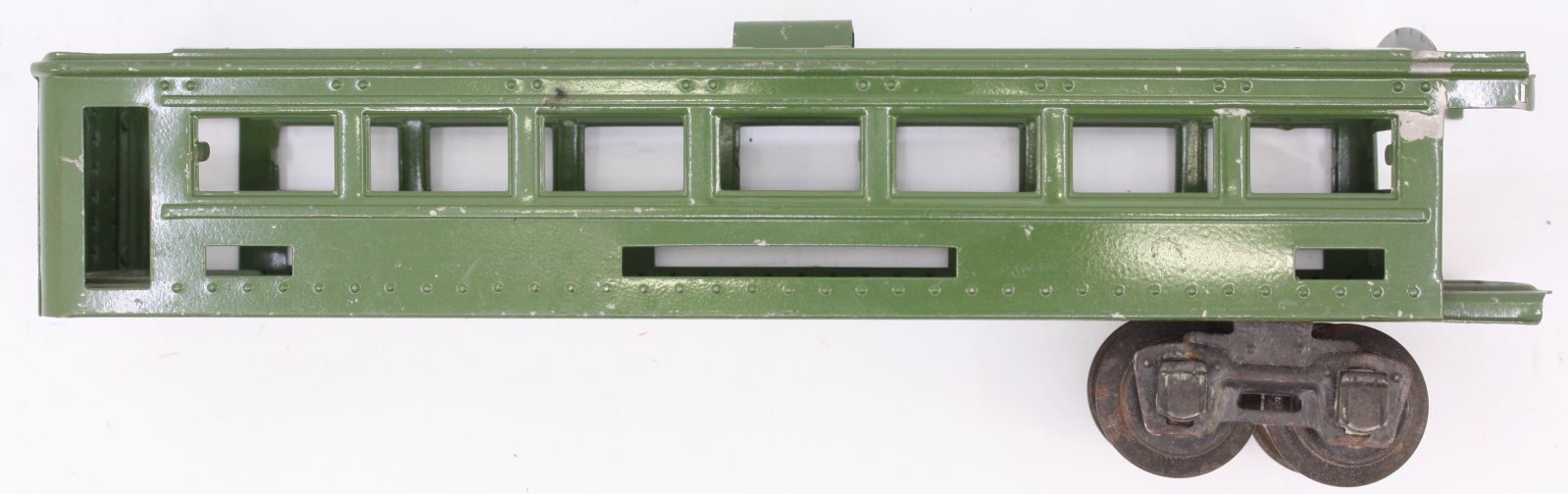 Lionel 6441-1 O Gauge Green Tinplate Observation Car Shell w/ Rear Truck-Damaged