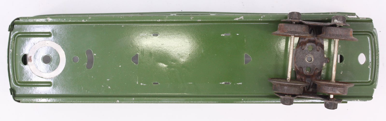 Lionel 6441-1 O Gauge Green Tinplate Observation Car Shell w/ Rear Truck-Damaged