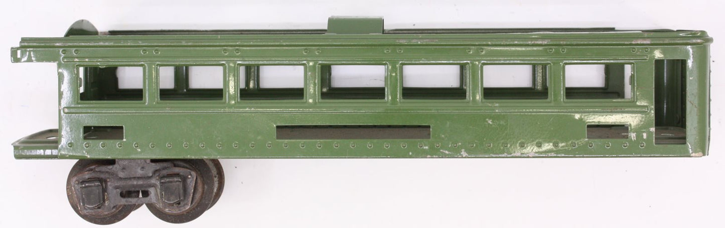 Lionel 6441-1 O Gauge Green Tinplate Observation Car Shell w/ Rear Truck-Damaged