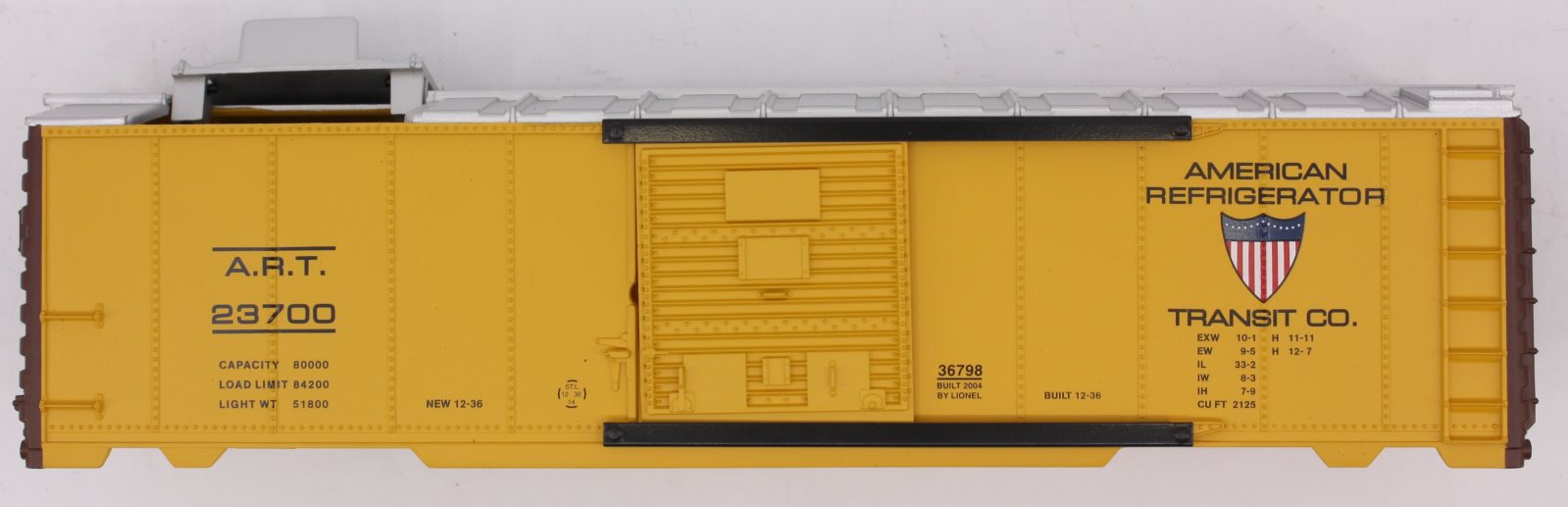 Lionel 36770-2 ART Refrigerator Car Shell with Ice Hatch #23700