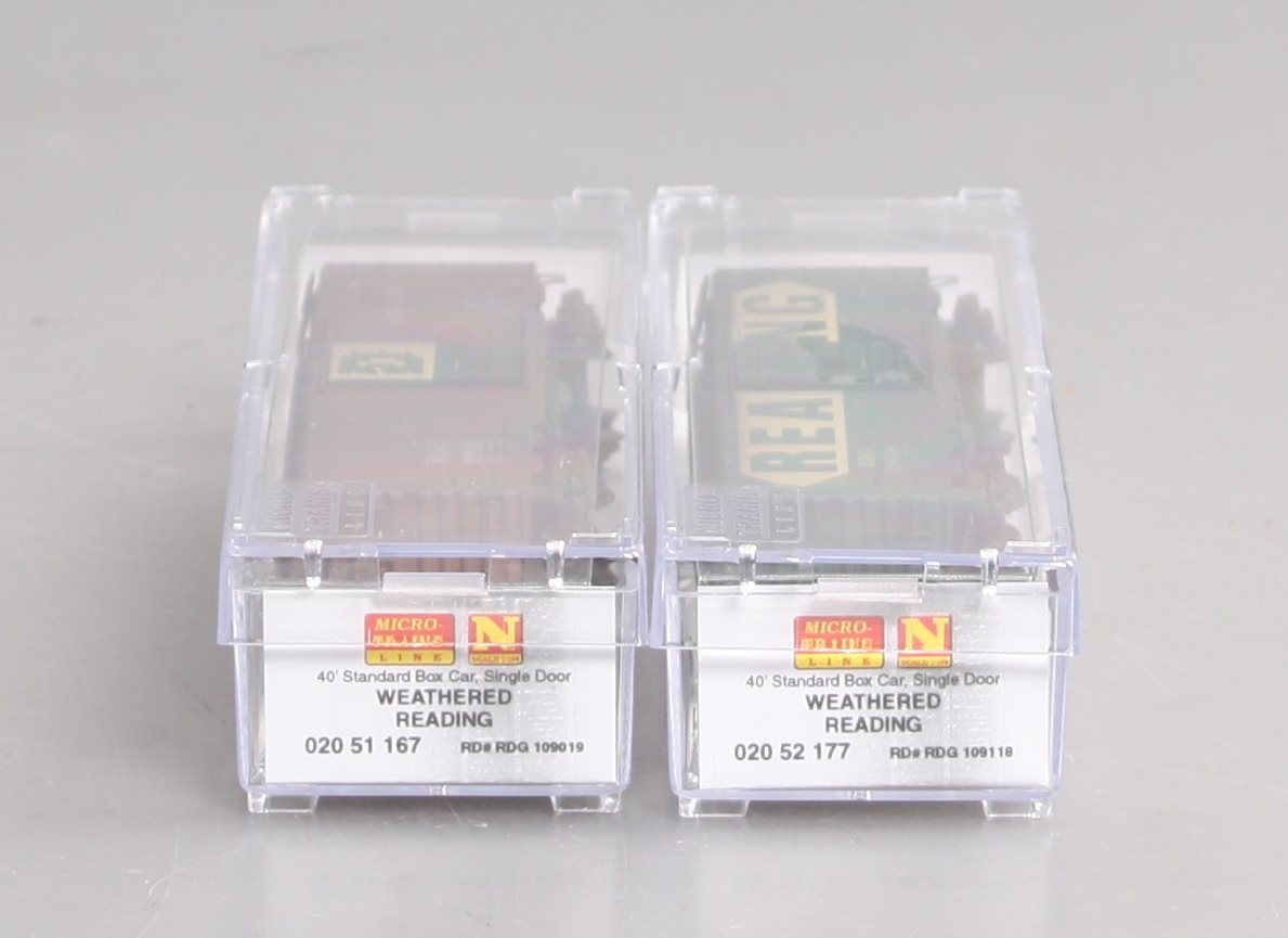 Micro-Trains 02044167 N Reading Weathered 40' Single Door Boxcar (Set of 2)