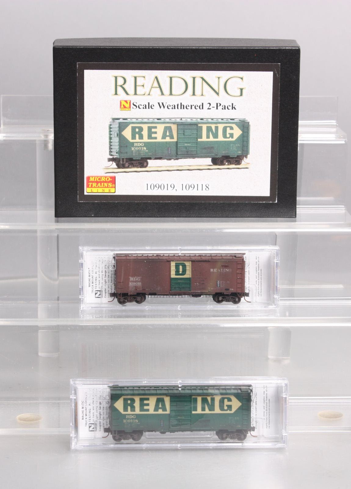 Micro-Trains 02044167 N Reading Weathered 40' Single Door Boxcar (Set of 2)