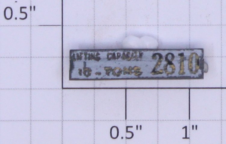 Lionel 2810-10 #2810 Crane Car "Lifting Capacity" Nameplate with Tabs