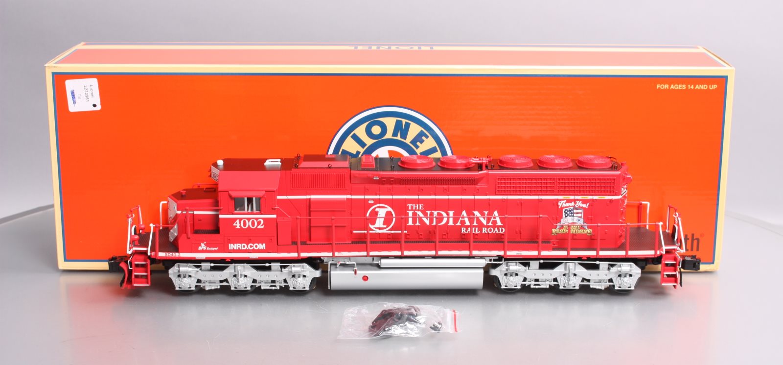 Lionel Mr Muffins Trains 2233961 O Indiana RR SD40-2 Diesel Loco #4002 w/LEGACY LN/Box