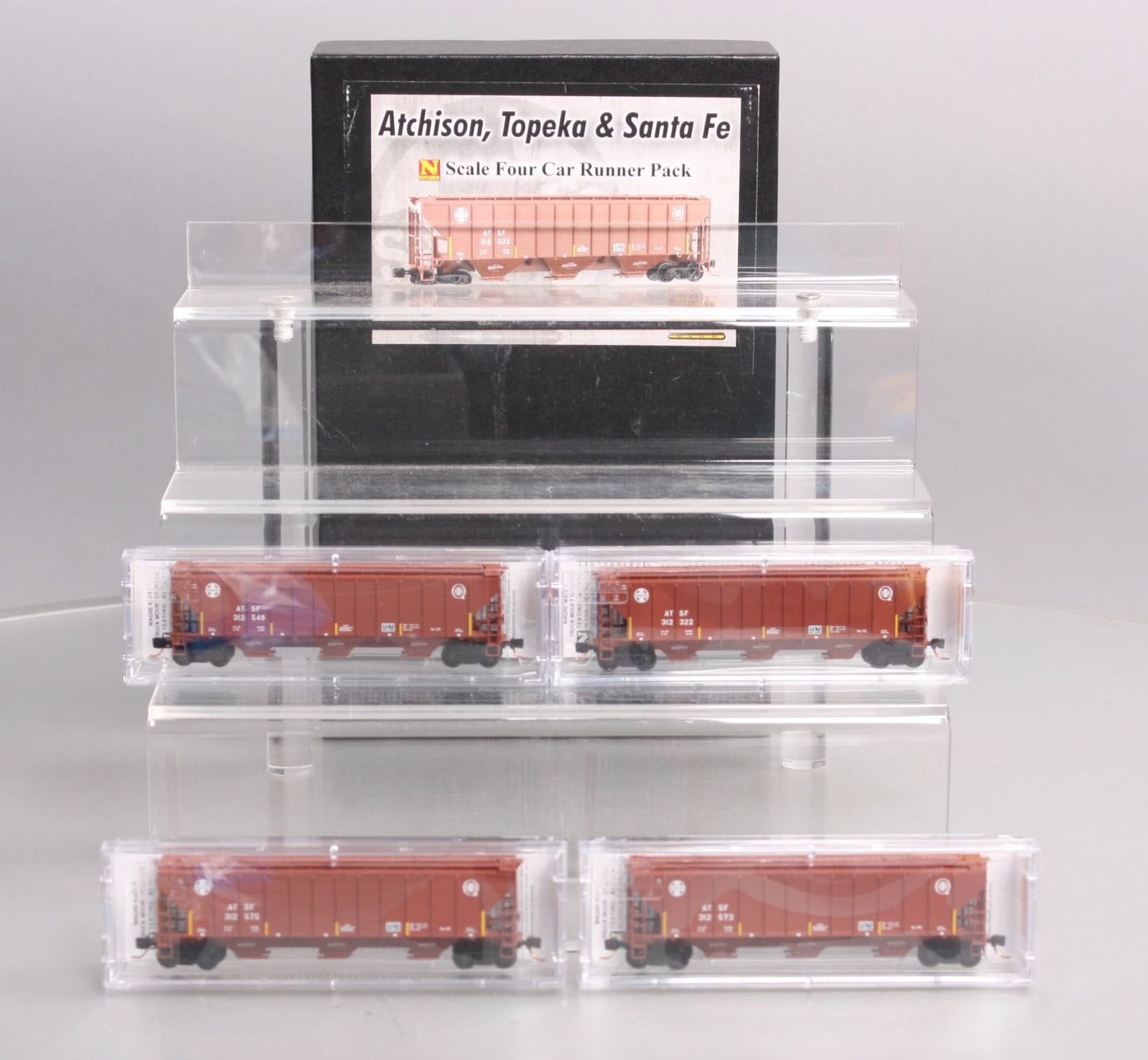 Micro-Trains 99300136 N ATSF 3-Bay High-Side Covered Hopper (Set of 4) LN/Box