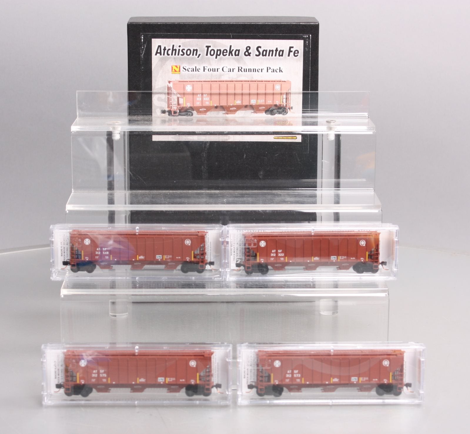 Micro-Trains 99300136 N ATSF 3-Bay High-Side Covered Hopper (Set of 4) LN/Box