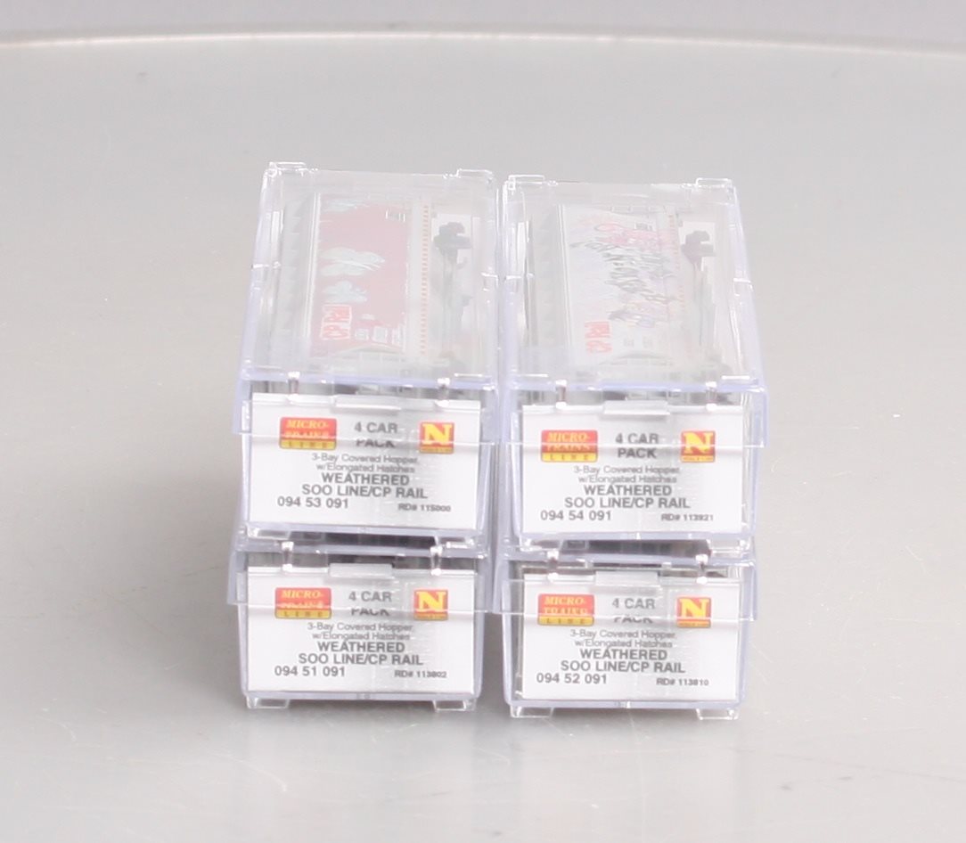 Micro-Trains 99305340 N SOO Line/CP Rail Weathered 3-Bay Cvd Hopper (Set of 4)