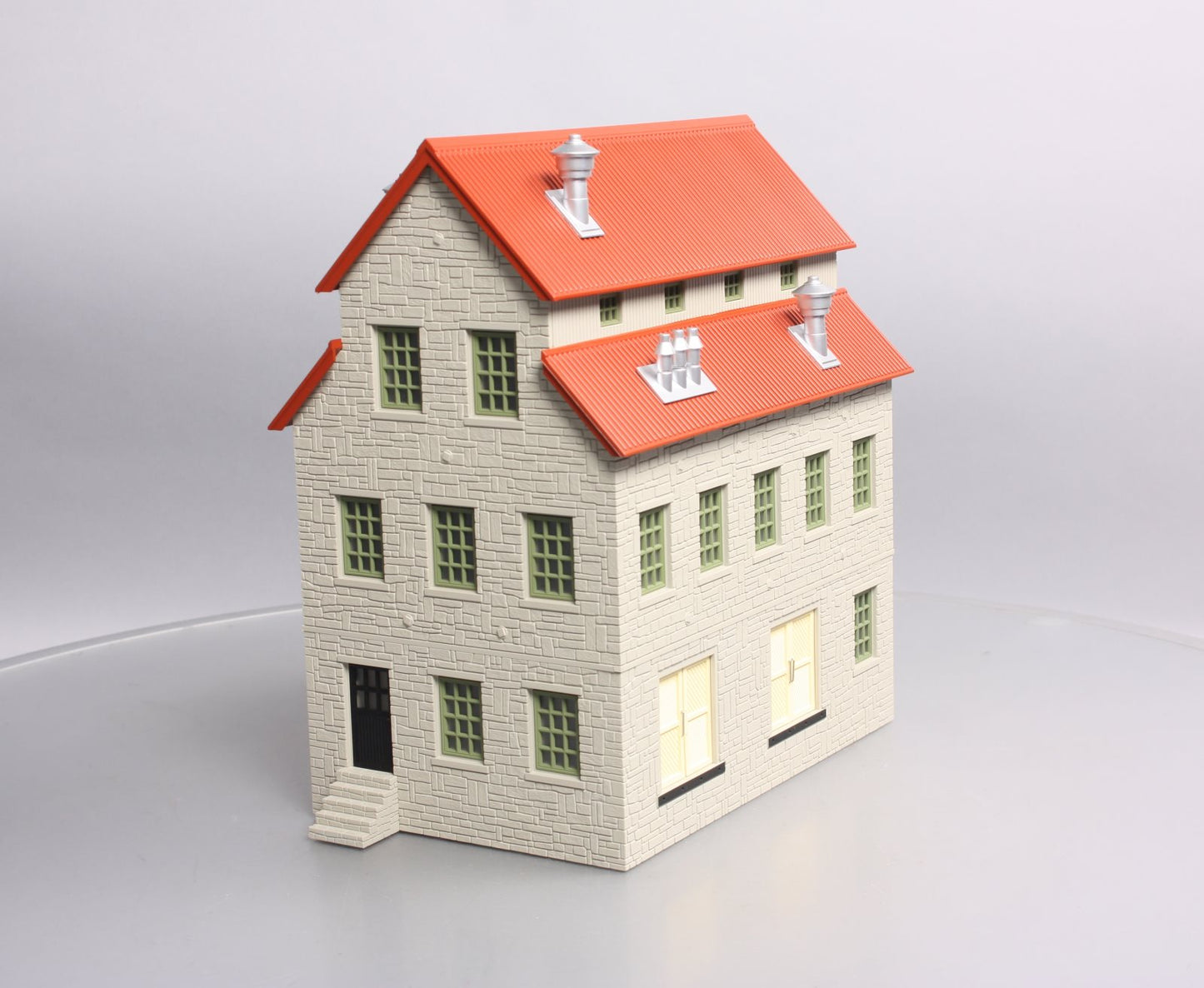 MTH 30-90188 O Granary Layout Building Gray Stone w/Red Oxide Roof