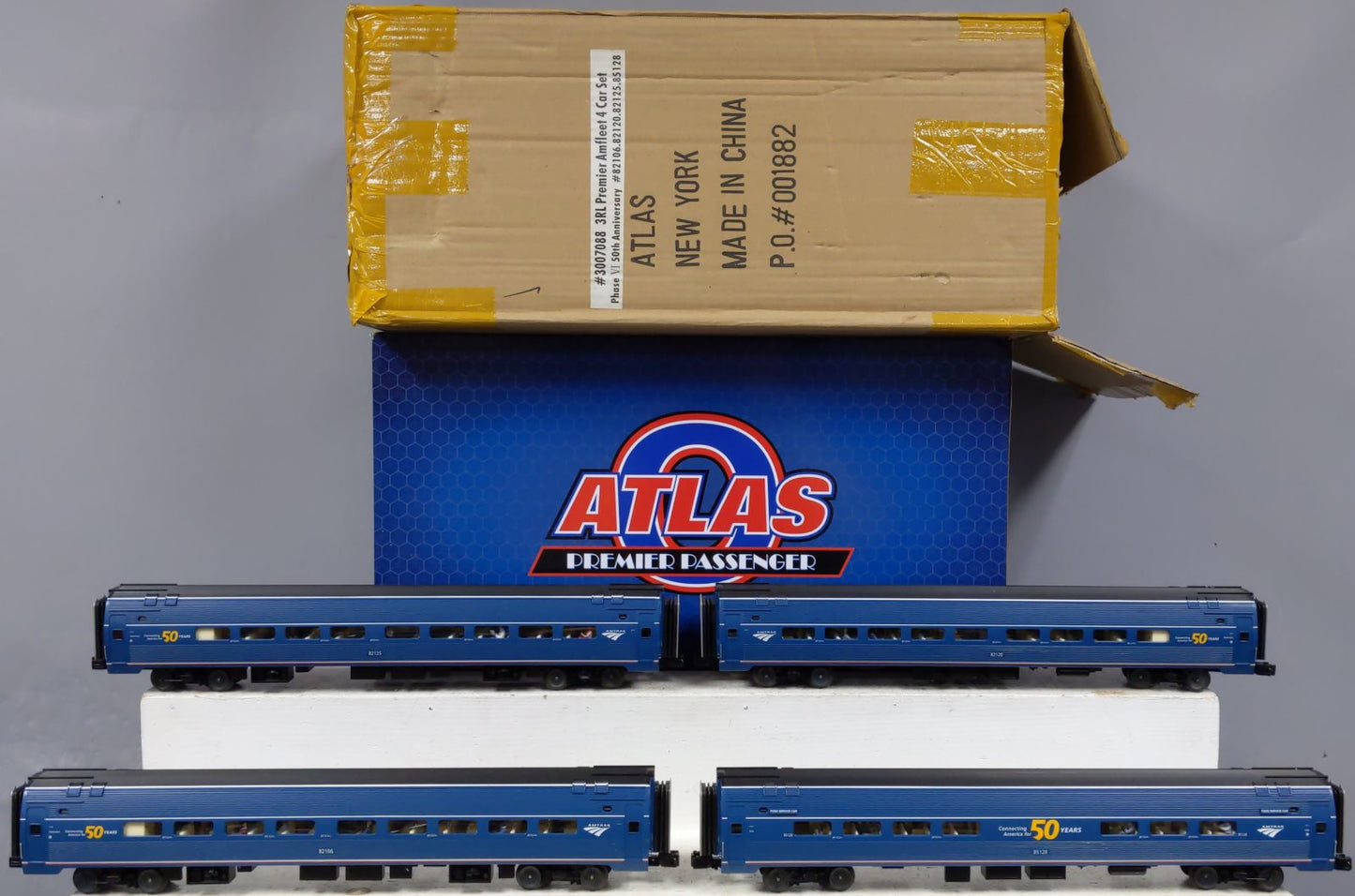 Atlas 3007088 O Amtrak Phase VI Premier Amfleet Passenger Car (Set of 4)