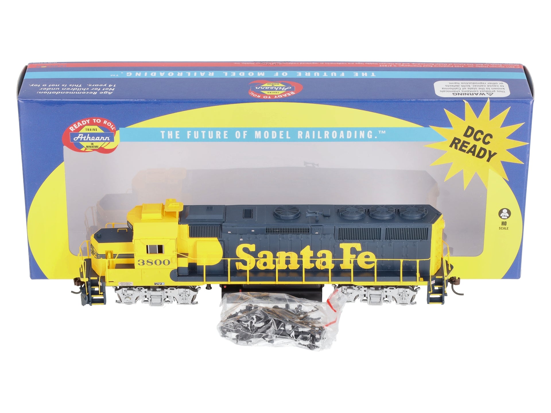 Athearn 90256 HO Santa Fe GP40X Short Hood Ready to Run #3800