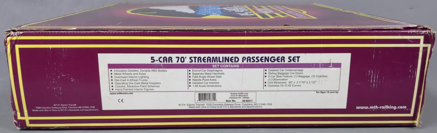 MTH 20-65217 O Southern Pacific Lines 70' ABS Passenger Car Set (Set of 5)