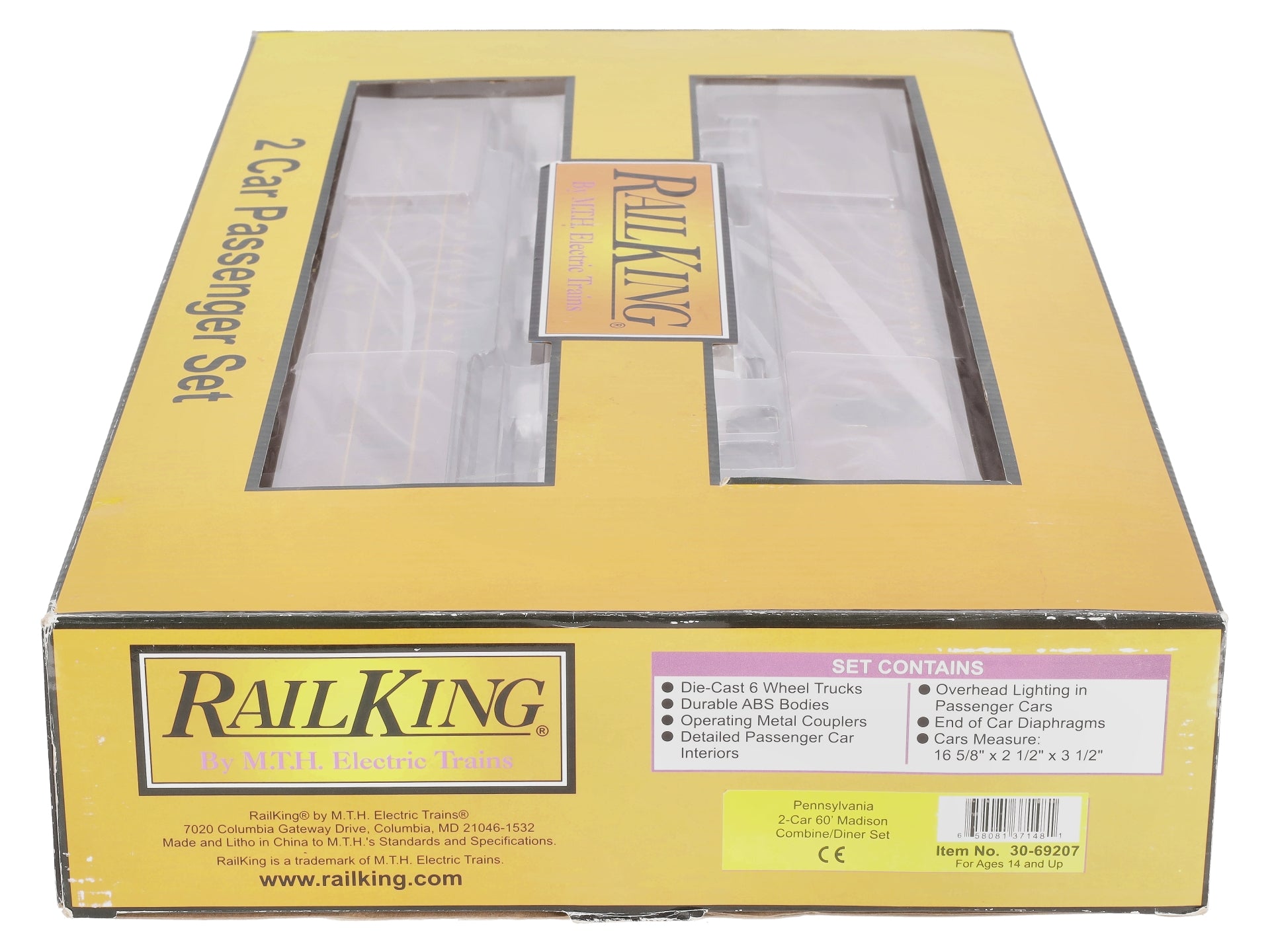 MTH 30-69207 O Pennsylvania RailKing 60' Madison Combo/Diner Set (Set of 2)