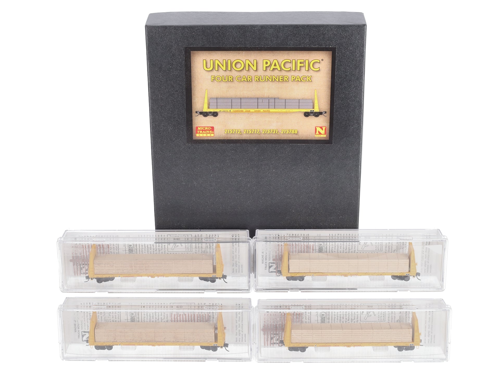 Micro-Trains 99300185 N UP 61' Flat Car Runner Pack w/Load (Pack of 4)
