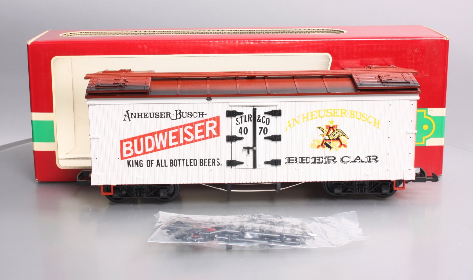 LGB 4070 G Scale Budweiser Woodside Reefer Car #4070 LN/Box