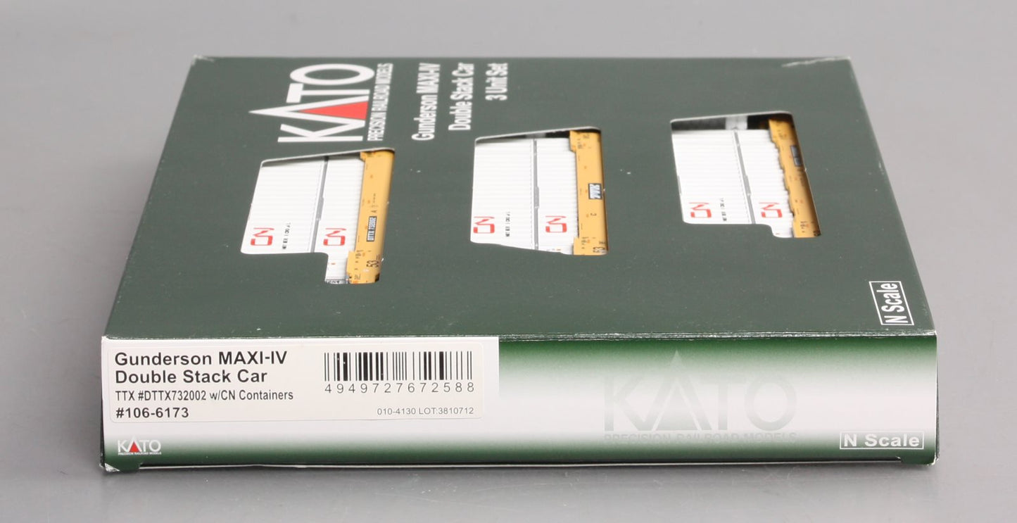 Kato 106-6173 N TTX Gunderson MAXI-IV 3-Car Set #732002 w/ CN Containers