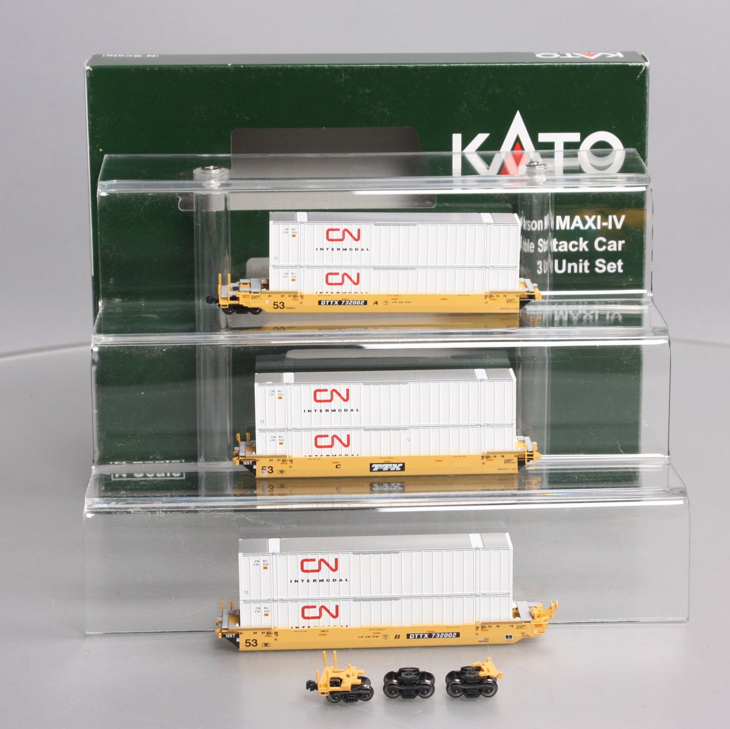 Kato 106-6173 N TTX Gunderson MAXI-IV 3-Car Set #732002 w/ CN Containers