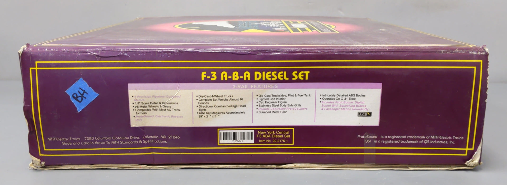 MTH 20-2176-1 O New York Central F-3 ABA Diesel Engine Set #1608/2414/1630 w PS1