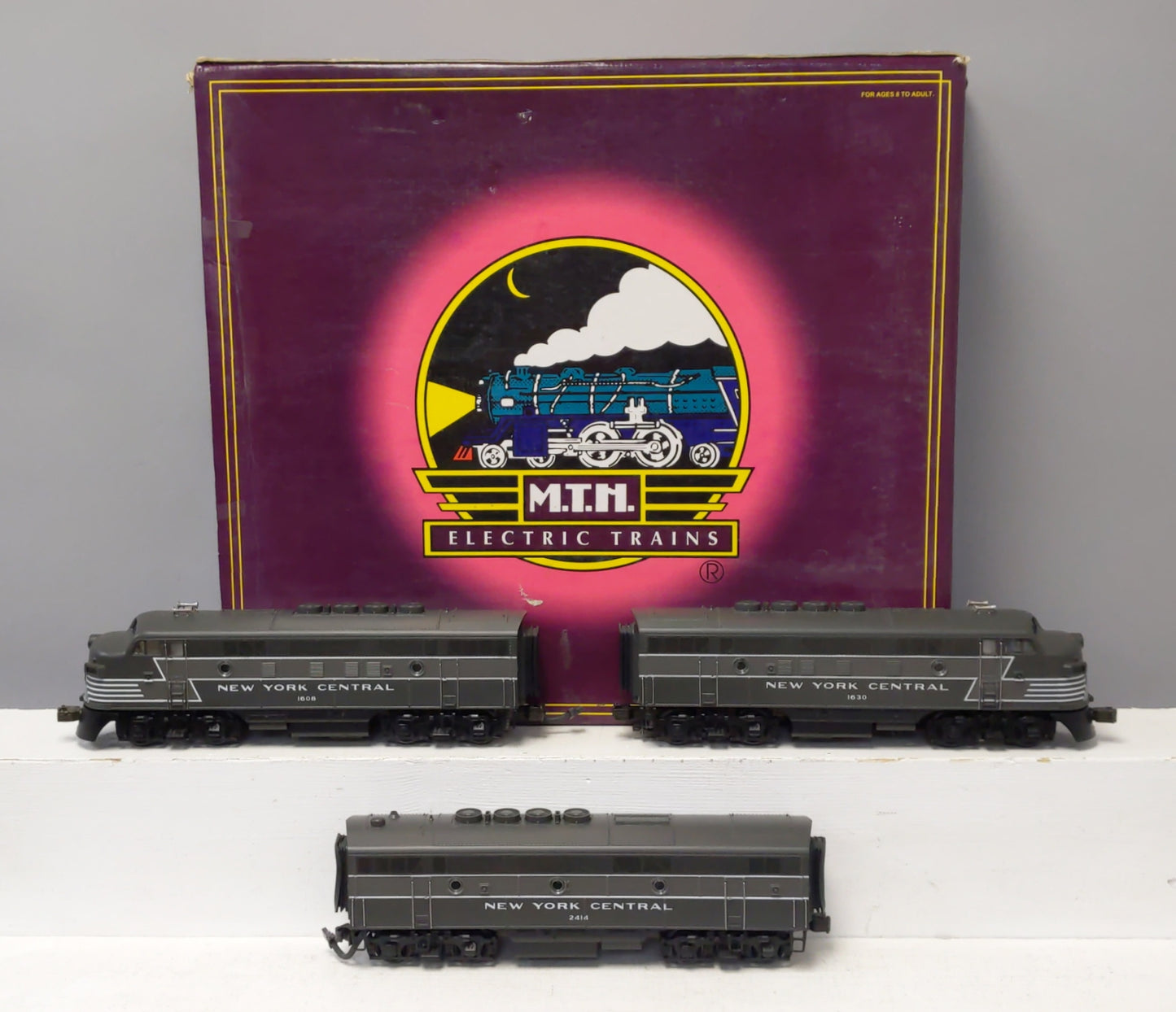 MTH 20-2176-1 O New York Central F-3 ABA Diesel Engine Set #1608/2414/1630 w PS1