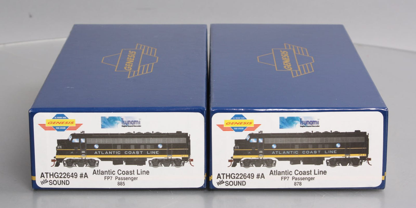 Athearn G22649 HO Atlantic Coast Line FP7 A/A Set #878/#885 w/DCC & Sound