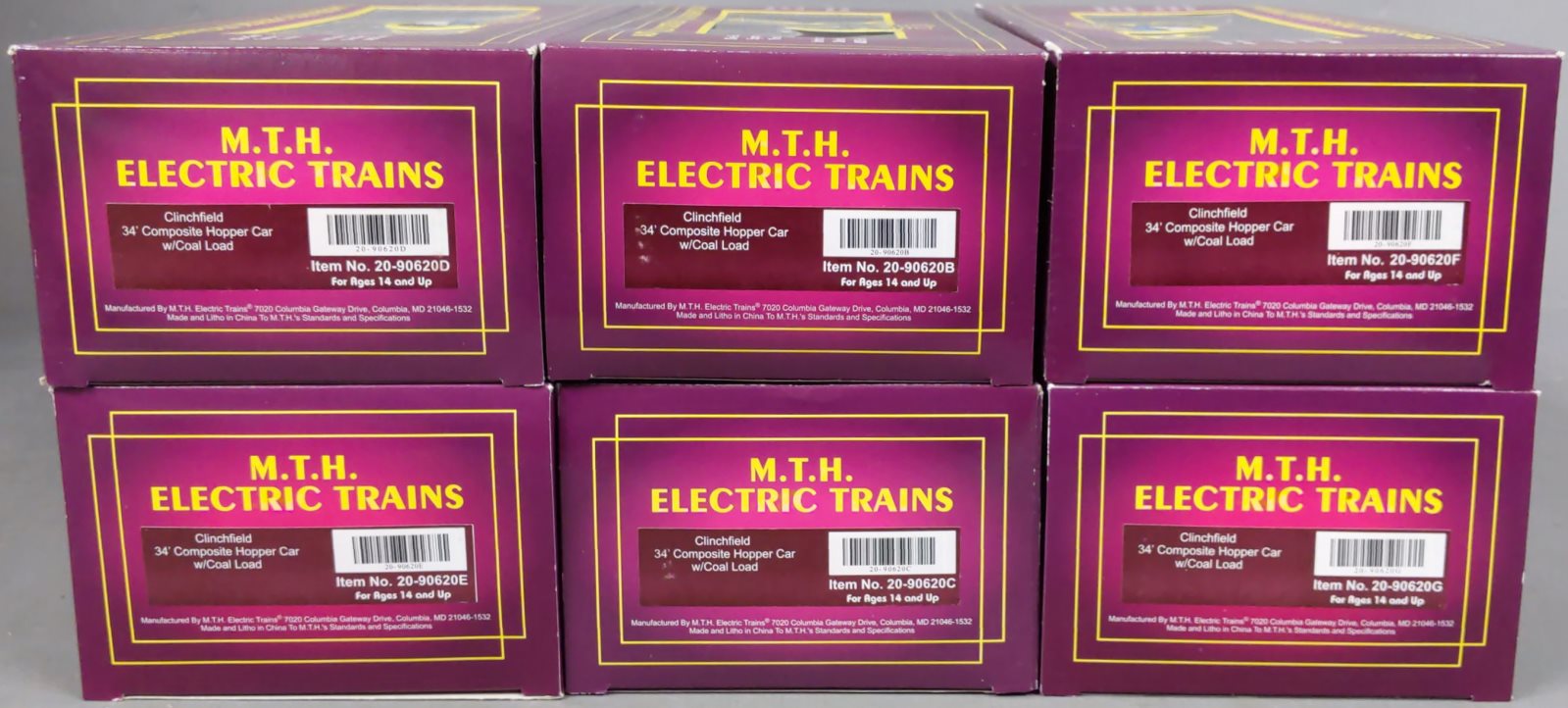 MTH 20-90620 O Clinchfield 34' Composite Hopper Car Set (Set of 6)