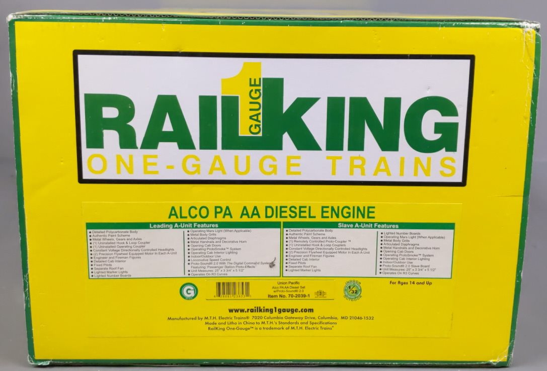 MTH 70-2039-1 G UP Alco PA AA Diesel Locomotive Set w/Proto-Sound 2.0 (Set of 2)