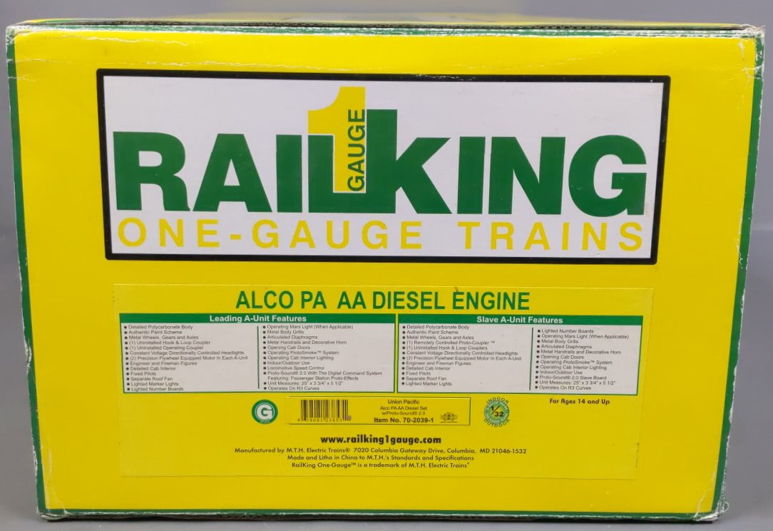 MTH 70-2039-1 G UP Alco PA AA Diesel Locomotive Set w/Proto-Sound 2.0 (Set of 2)