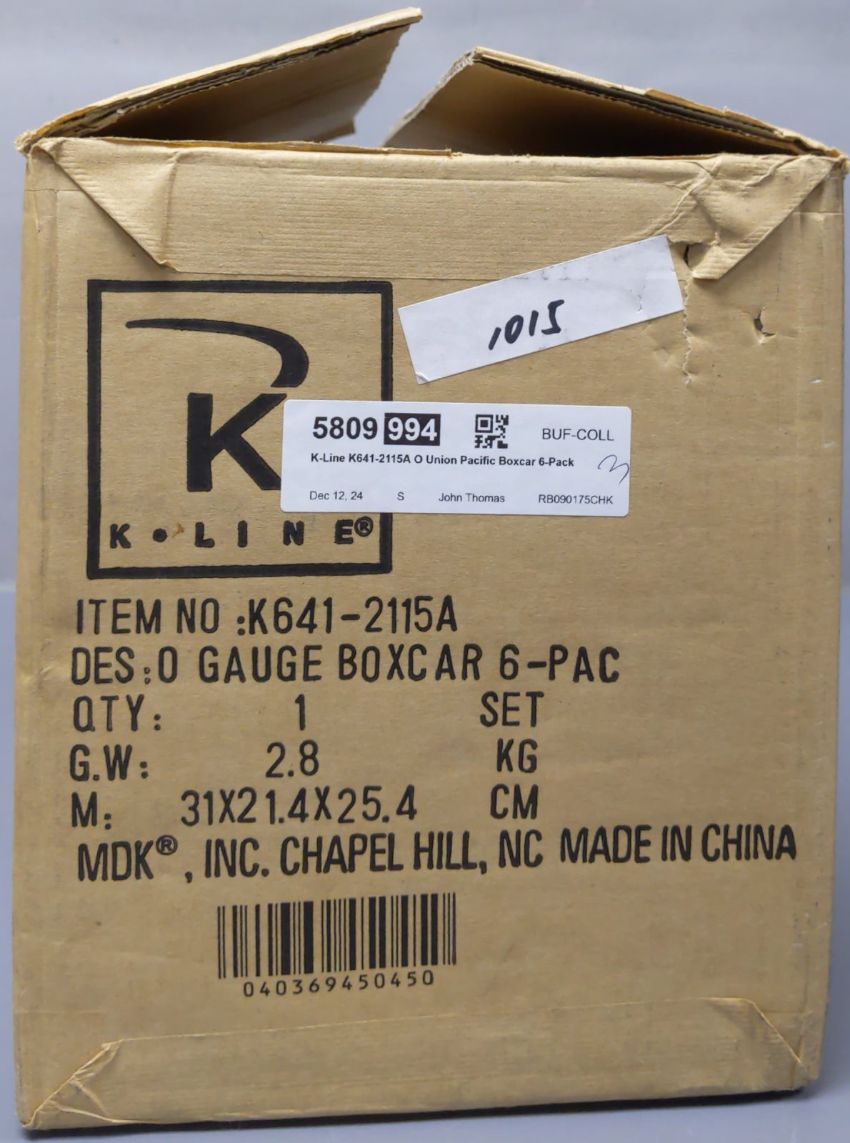 K-Line K641-2115A O Union Pacific Boxcar 6-Pack LN/Box