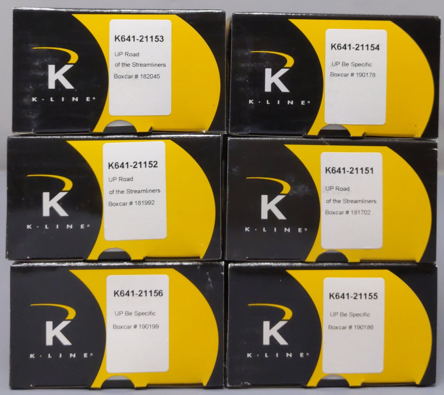 K-Line K641-2115A O Union Pacific Boxcar 6-Pack LN/Box
