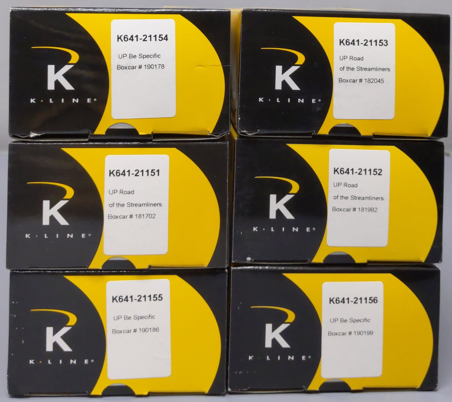 K-Line K641-2115A O Union Pacific Boxcar 6-Pack LN/Box
