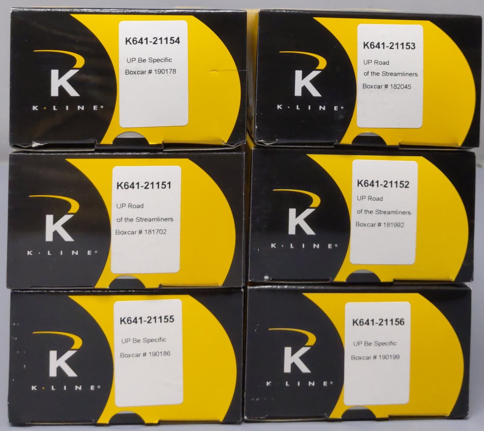 K-Line K641-2115A O Union Pacific Boxcar 6-Pack LN/Box