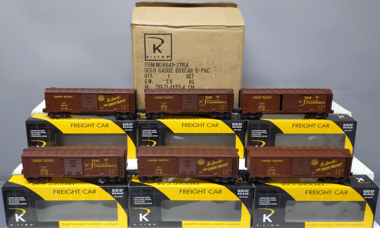K-Line K641-2115A O Union Pacific Boxcar 6-Pack LN/Box