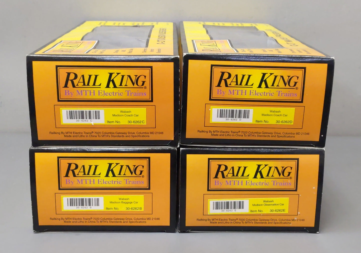 MTH 30-6262 O Wabash RailKing O-27 Madison Passenger Car Set (Set of 4) NIB