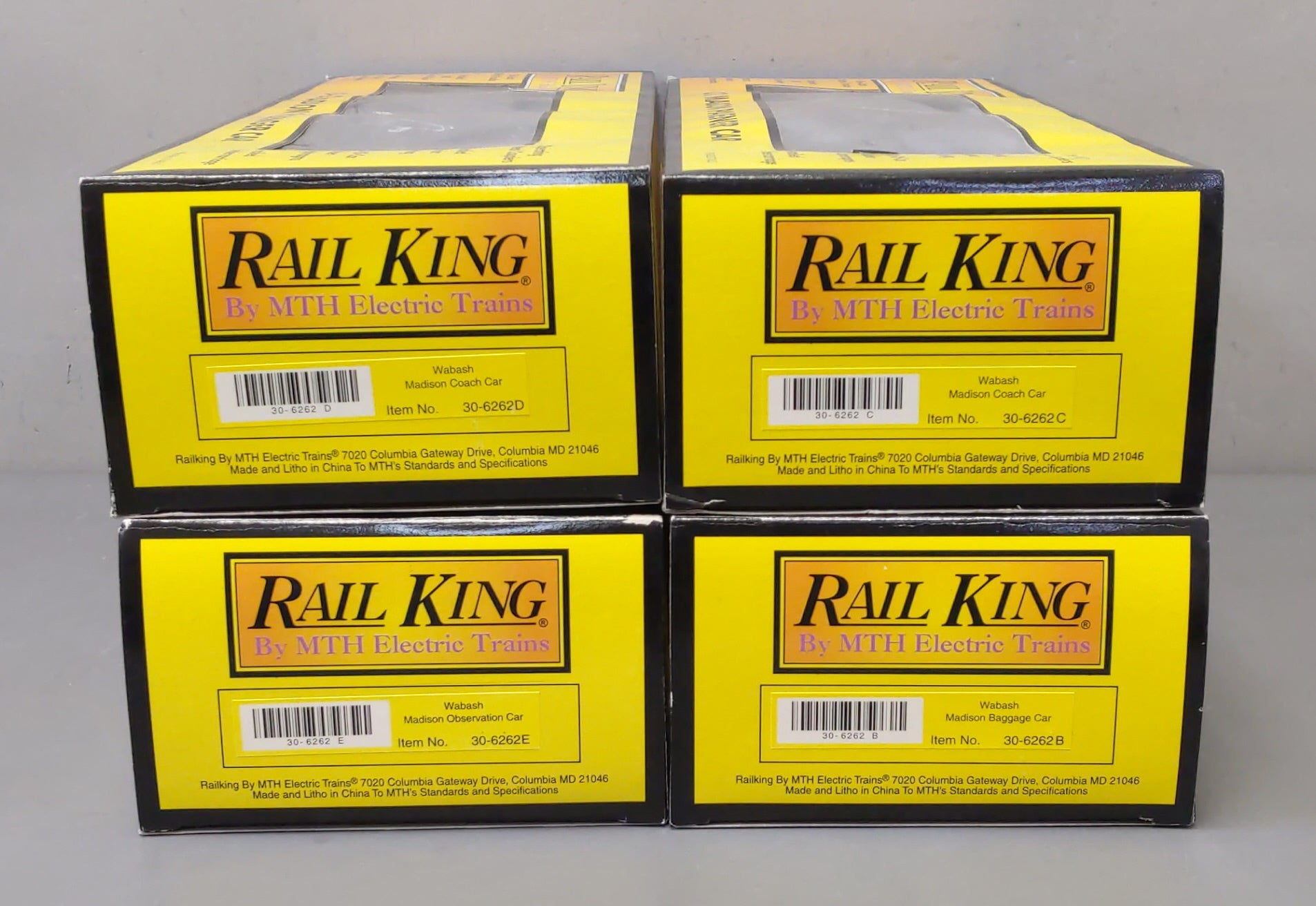 MTH 30-6262 O Wabash RailKing O-27 Madison Passenger Car Set (Set of 4) NIB