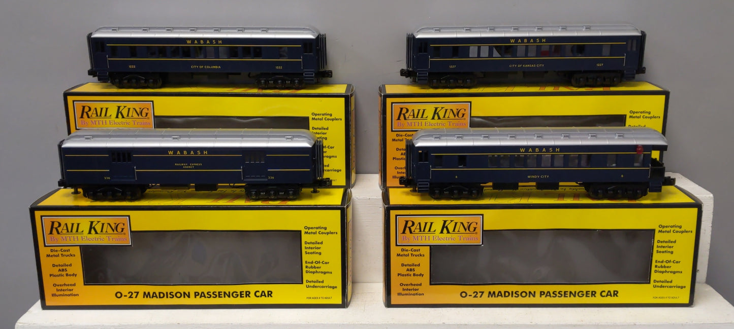 MTH 30-6262 O Wabash RailKing O-27 Madison Passenger Car Set (Set of 4) NIB