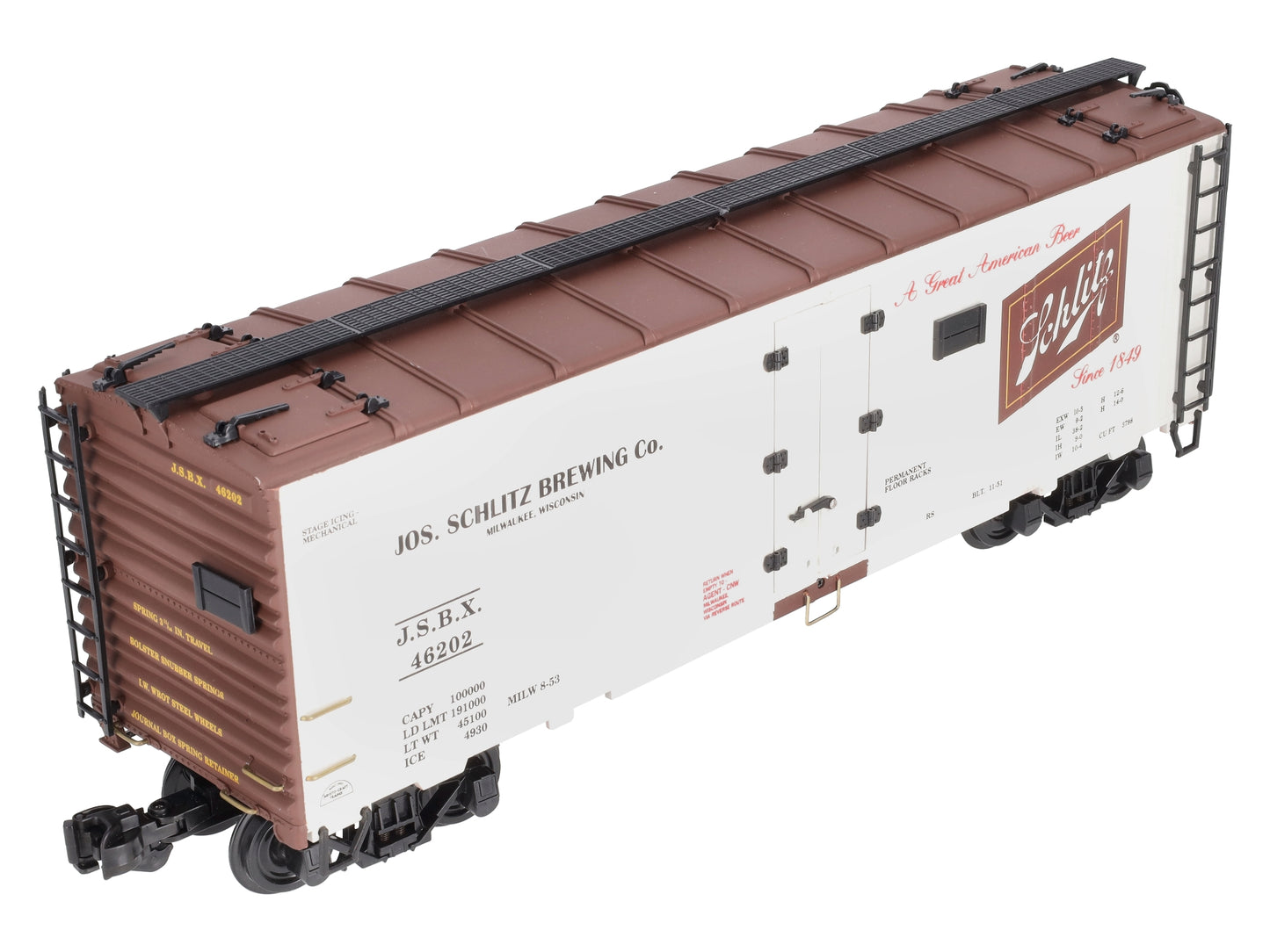 Aristo-Craft 46202 G Scale Schlitz Refrigerator Car (Plastic Wheels)